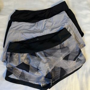 Black and Gray Shorts bundle , 2 Reebok, 1 adidas